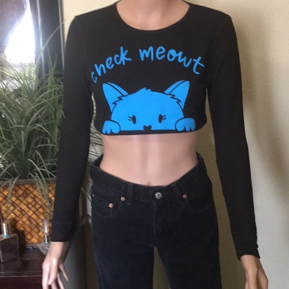 Check Meowt CropTop - Picture 4 of 10